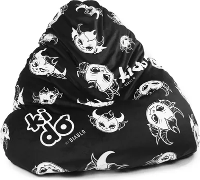Produktbild von Kido By Diablo Kindersitzsack mit Füllung Sitzsack Gaming Sessel Beanbag Farbe: Schwarz (Velours)