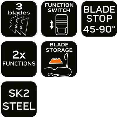 Zdjęcie produktu dla Nóż z ostrzem trapezowym ze skrobakiem NEO 63-708