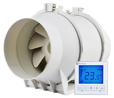 Immagine prodotto di Ventilatore per condotti circolari, 3 velocità, funzionamento silenzioso, diametro 150 mm, BIANCO