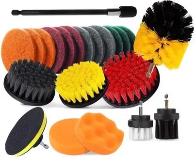 Image de Verk 11402 Set de brosses de nettoyage et de disques de polissage pour perceuse 22 pcs