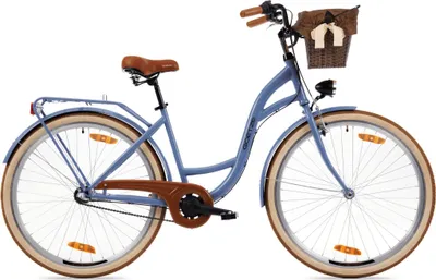 Produktbild von Goetze Style 28 Zoll City Bike, 18 Zoll Stahl Tiefeinsteiger, 3-Gang Shimano Nexus, Rücktrittbremse & V-Brake , LED-Beleuchtung, Rattankorb