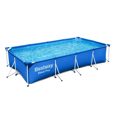 Produktbild von Bestway Framepool Pool Komplettset, Rechteckig, Aufstellpool 400x211x81cm, Planschbecken (Gartenpool ohne Pumpe Set, Gross, Aufstellbecken)
