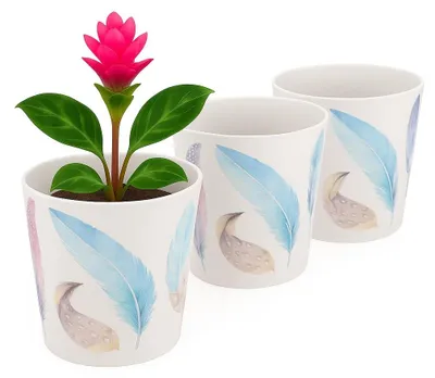 Productafbeelding van Set van 3 bloempotten voor binnen en buiten - Verschillende, kleurrijke designs