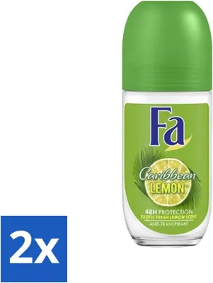 Image de Fa - Déodorant à bille - Caribbean Lemon - Rafraîchissant - 48 heures de protection - Citron - 50 ml - Pack avantage - 2 pièces