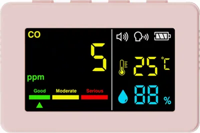 Zdjęcie produktu dla Przenośny miernik jakości powietrza 3w1 CO Tester temperatury i wilgotności Kolorowy ekran Detektor tlenku węgla z alarmem głosowym i funkcją wyświetlania ilości elektrycznej