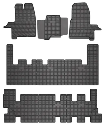 Produktbild von Gummi-Fußmatten für Ford Transit Custom 2012-2021 (Van) – Schwarz, passgenau – Wielganizator SolidPRO