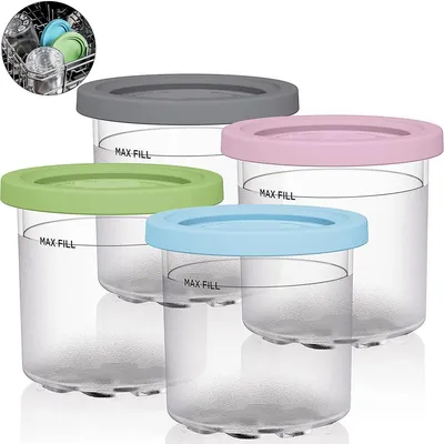 Produktbild von 4er Set Eiscremebecher Ersatzbehälter kompatibel mit Ninja Creami NC301 NC300 NC299AMZ, 500 ml mit Deckel,geeignet für Protein-Eis und Meal Prep