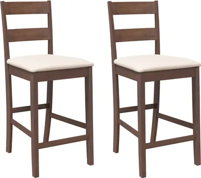 Immagine prodotto di Sgabelli da Bar con Cuscini 2pz Marrone Legno Massello di Hevea