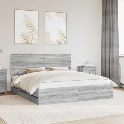 Produktbild von Maison Exclusive - Bettrahmen Graues Sonoma 200 x 200 cm Ingenieurs Holz