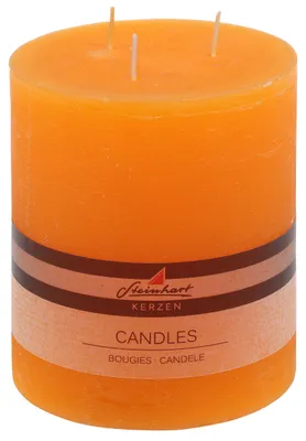 Produktbild von 3-Docht Stumpenkerze "Raureif" Orange 140/120 mm
