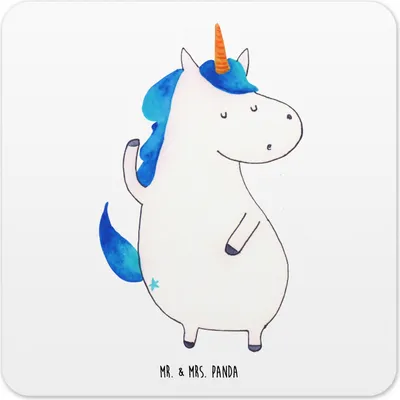 Produktbild von Mr. & Mrs. Panda Untersetzer für Gläser Einhorn Mann 10er Set - Weiß - Geschenk, Coaster, Einhörner, Tischuntersetzer, Tassen, Beste, Familie, Glas-Untersetzer, Unicorn