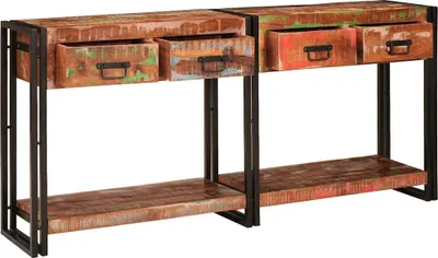 Zdjęcie produktu dla vidaXL Stoliki konsolowe, 2 sztuki, wielokolorowe, 161 x 33 x 75 cm