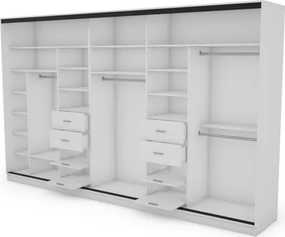 Produktbild von Meblast | Kleiderschrank 5D/360 cm, Weiß (schwarze Beschläge), Premium-Beschläge | Modern, Schlicht