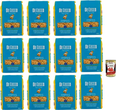 Produktbild von De cecco Gramigna N°31 100% Italienisch Pasta Nudeln 12x 500gr + Italian Gourmet Polpa 400g