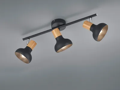 Produktbild von Deckenstrahler Holzoptik Schwarz 47cm