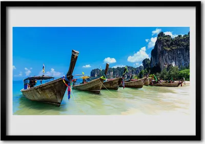 Produktbild von Bild 70x50 MDF-Rahmen Wandkunst Boot Seestrandlandschaft