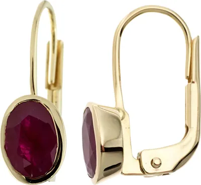 Produktbild von Ohrringe Ohrhänger Boutons Rubin rot oval 333 Gold Gelbgold Ohrschmuck