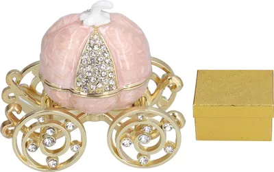 Produktbild von Schmuck-Organizer, weiß, golden, Kürbiswagenform, Strass-Aufbewahrungsbox für Sammlung, Tischdekoration