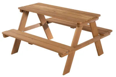 Immagine prodotto di set di sedute per bambini da esterno+ roba "Picnic per 4", set di sedute resistente alle intemperie, in legno massiccio, look teak