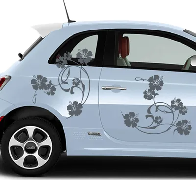 Produktbild von Aufkleber - Autoaufkleber-Set Hibiskus Swirl 4 Stk. je 60cm x 47cm anthrazit - Tuning Carystyling Heckscheibe Auto