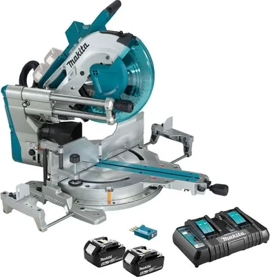 Image de Scie à onglet radiale 36V(2x18V) LXT Ø305 mm - MAKITA - avec 2 batteries 18V 5.0Ah - chargeur - module AWS - DLS211PT2U