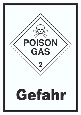 Produktbild von Schild Giftige Gase Gefahr Poison Gas Totenkopf hochkant A4 Rückseite selbstklebend