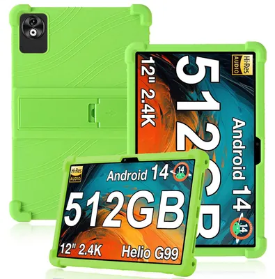 Produktbild von Tablet Hülle für Doogee T40 Pro 12,0", Stoßfeste Weiches Silikon Schutzhülle mit Standfunktion Grün