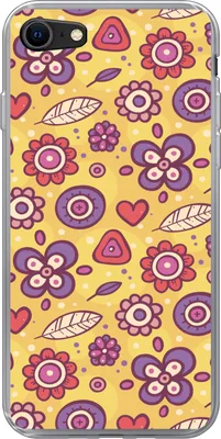Produktbild von MuchoWow® Handyhülle Schutzhülle Hülle für Telefoonhoesje iPhone SE 2020 Muster - Blumen - Lila - Orange Silikon Softcase Handy Hülle - Kartenbesitzer
