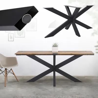 Produktbild von ML-Design Tischbeine Spider Kreuzgestell, 78x71x120 cm, Schwarz, Tischgestell aus Stahl