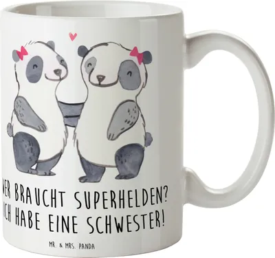 Produktbild von Mr. & Mrs. Panda Tasse Liebe Schwester - Weiß - Geschenk, Lächeln, Pott, Verwandte, Familiengeschenk, liebevoll, Familie, Becher, Bewunderung, schöne, Kaffeebecher