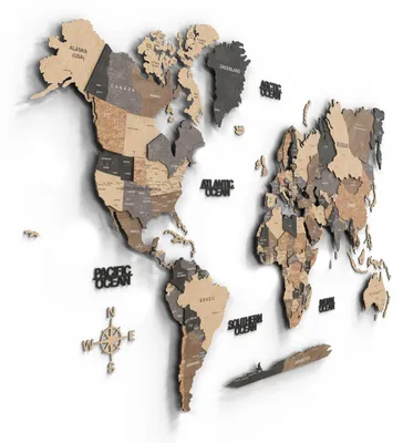 Zdjęcie produktu dla Giallobus - Mapa świata 3D - Giallobus - 161D x94S cm - Rzeźby ścienne - Drewno MDF