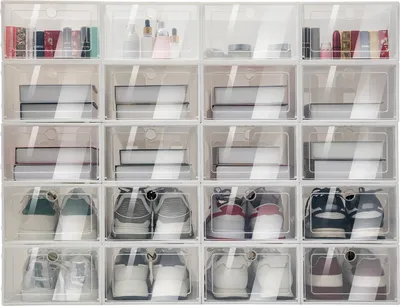 Obrázek produktu pro Úložný box na boty, stohovatelný design, odolné materiály, 20 kusů