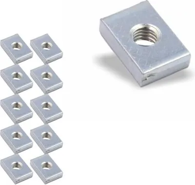 Produktbild von 10x Nutenstein | Gewindeplatte 15x10x4 mm M5 Gewinde mittig | Stahl blau verzinkt