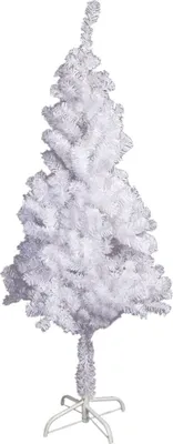 A white artificial Christmas tree on a white background.