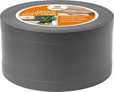 Produktbild von QUEST 6in1 Multifunktionsleiste, Weichsockelleiste Selbstklebend 1x75mm, 5m, Abschlussleiste Multifunktional, Flexibel, Dekorativ, UV-beständig, W1, dunkelgrau