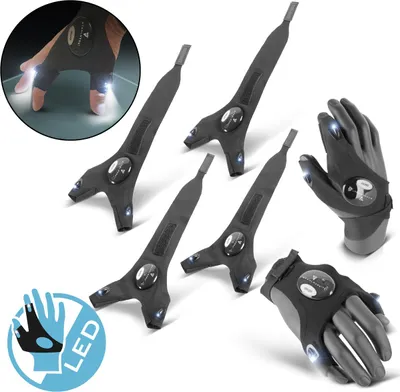 Produktbild von STAHLWERK LED-Handschuhe 2er Set Fingerlose Handschuhe mit Licht Kfz Mechanik