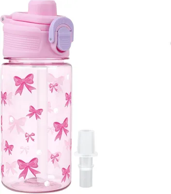 Image de Bouteille d'eau pour enfants avec paille, 380 ml, sans BPA, avec poignée de transport, anti-fuite, idéale pour l'école et le sport