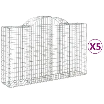 Zdjęcie produktu dla vidaXL Gabiony z wysokim łukiem 5 sztuk 200x50x120/140cm Ocynkowane żelazo