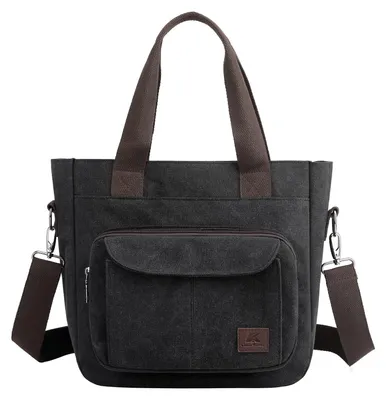 Productafbeelding van Solidchoice - Dames Canvas Handtas met Vintage Stijl en Multi-vakken