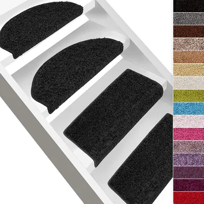 Shaggy-Stufenmatte Barcelona Schwarz 78 Rechteckig 23,5 x 65 cm