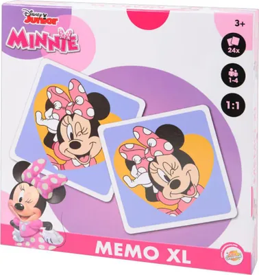 The image shows the packaging of a Disney Minnie Mouse themed memory game.