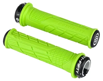 Image de Poignées de vélo VTT antidérapantes, en caoutchouc, à verrouillage unique, de couleur verte, pour guidons de 20 à 23 mm
