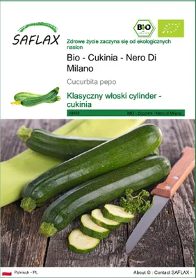 Zdjęcie produktu dla SAFLAX - Bio - Cukinia - Nero Di Milano - 6 Nasiona - Cucurbita pepo