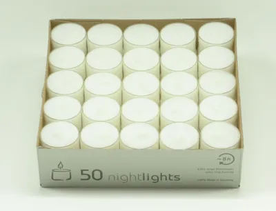 Teelichte Nightlight Parafin überdurchschnittliche Brenndauer 50 Stück