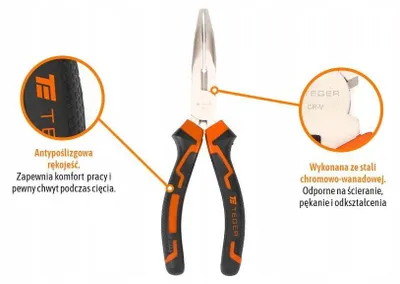 Produktbild von Teger Verlängerte Spitzzange Gebogen 160mm CRV Ergonomisch