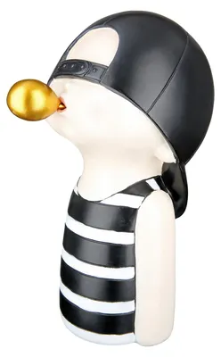 Productafbeelding van Gilde Figur, jongen, "Bubblegum", kauwgommotief, kunsthars, zwart, wit, verpakking met 2 stuks, lengte 18 cm, breedte 14 cm, hoogte 25 cm, artikelnummer 52711, EAN 4063387527115