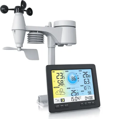 Produktbild von Brandson Wetterstation mit Außensensor, Profi Funkwetterstation mit Außen Messstation, Wetterdaten per App