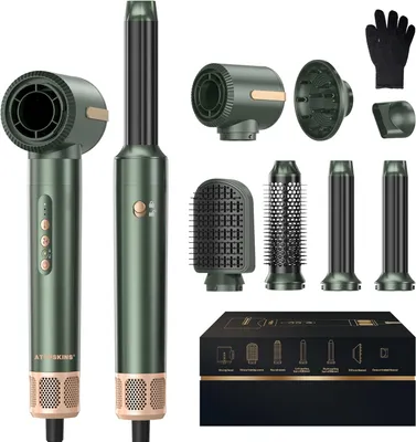 Produktbild von 7 in 1 Hairstyler mit 110000 RPM Haartrockner, Warmluftbürste, Föhnbürste, Rundbürstenföhn, Lockenstab, Glättbürste,für Haar Volumen, Glätten,Locken