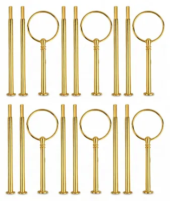 3-stöckiger Kuchenständer, 6 Stangen, Gold, für Torten und Obst