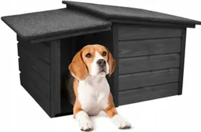 Produktbild von Hundehütte Kiefer Outdoor Hundehaus Hundehöhle Hund Wetterfest Winterhaus Katze Hund Katzenhaus XL; Ebenholz